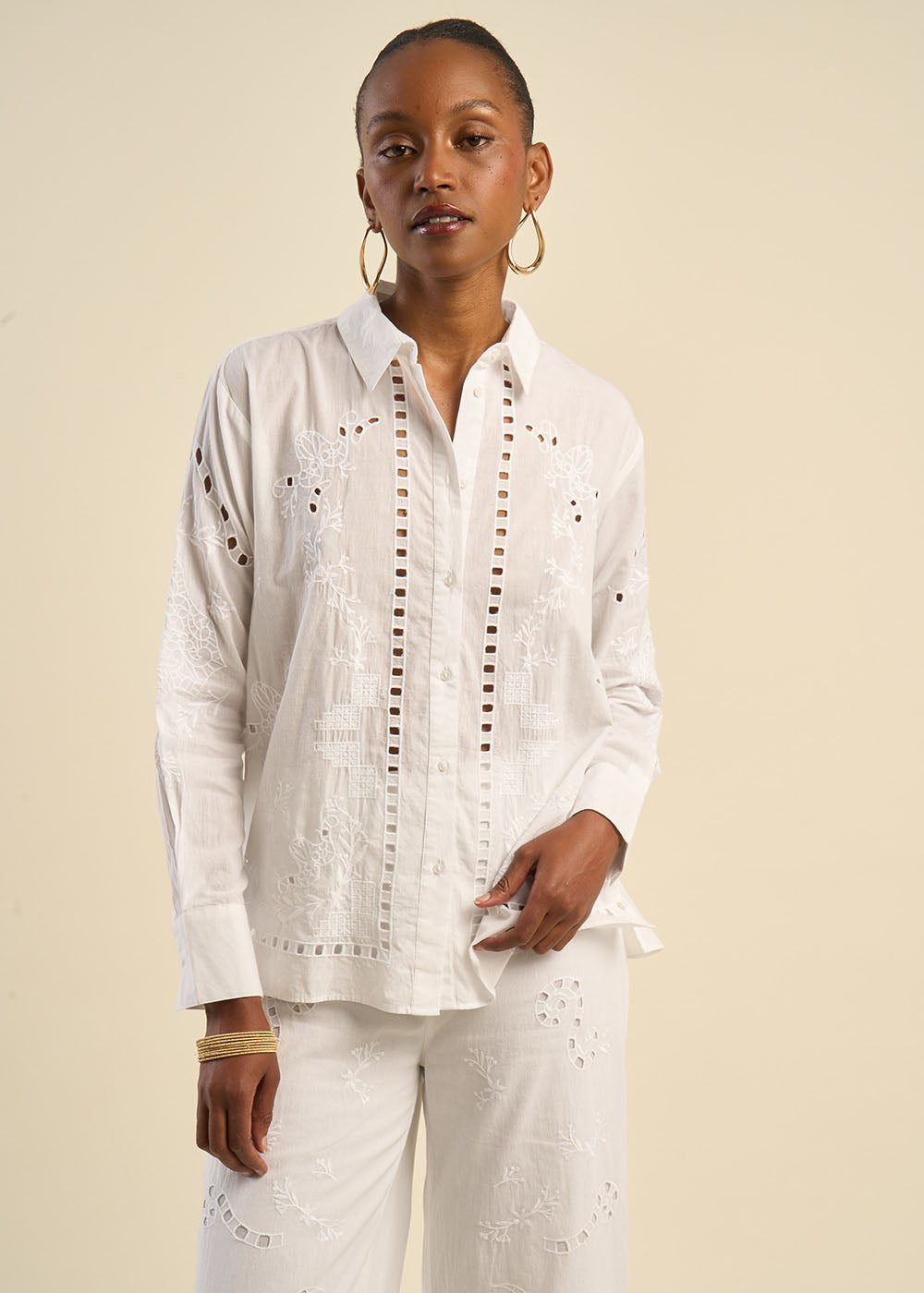 CORELIA Embroidered Long-Sleeve Shirt - 1 - Sud Express - Sud Express
