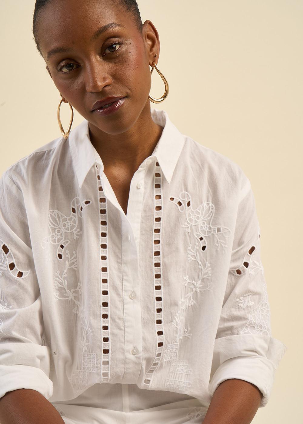 CORELIA Embroidered Long-Sleeve Shirt - 2 - Sud Express - Sud Express