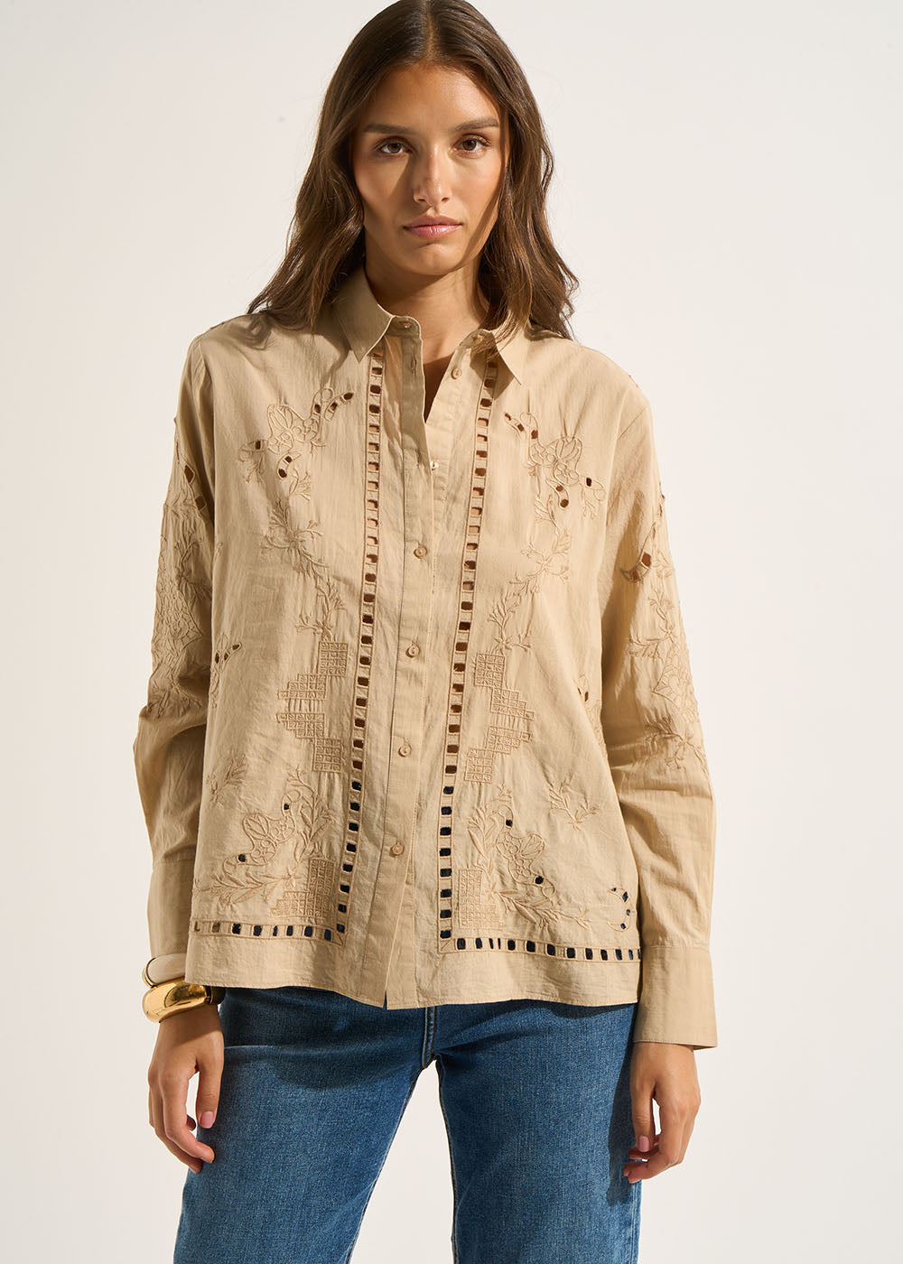 CORELIA Embroidered Long-Sleeve Shirt - 1 - Sud Express - Sud Express