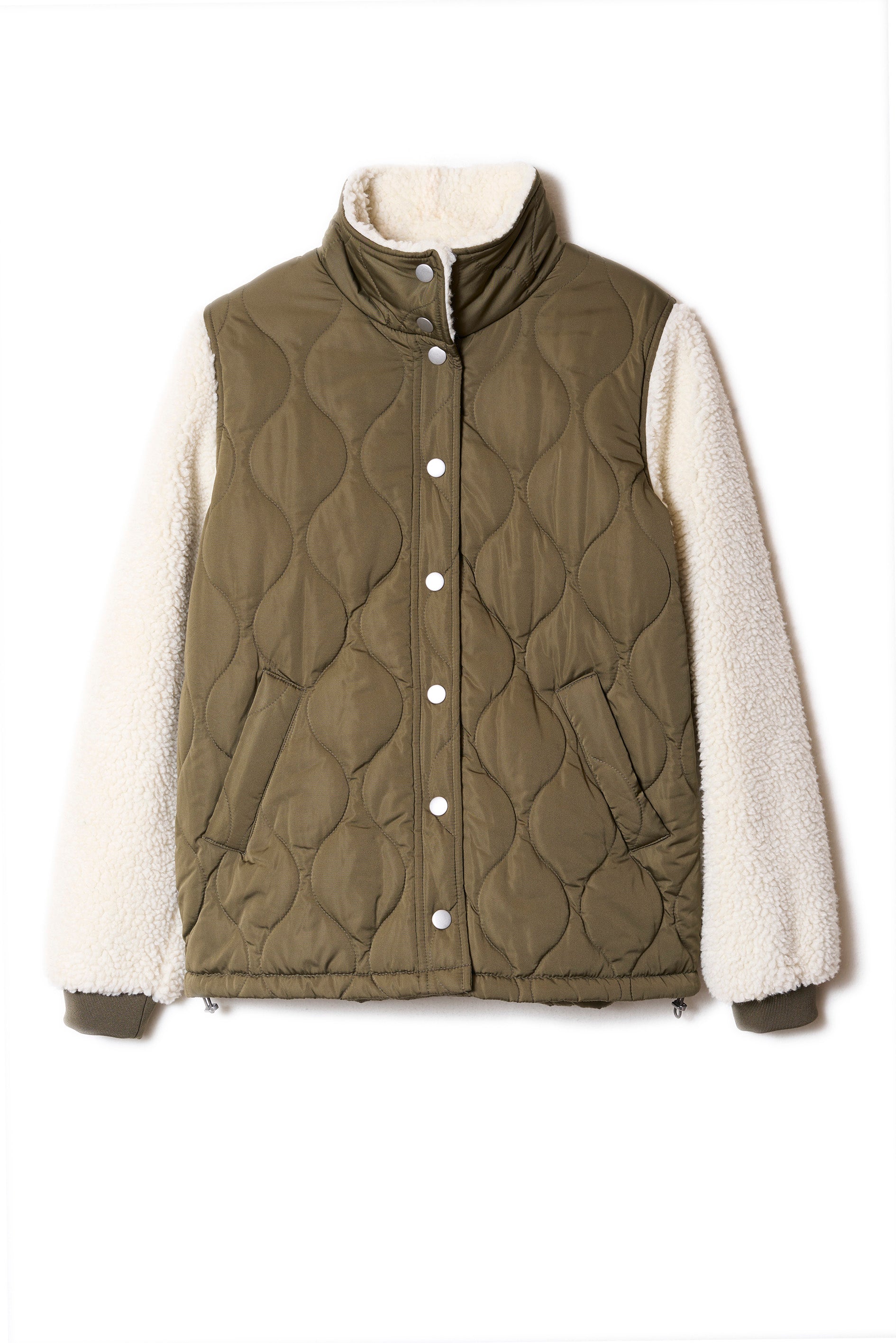 Quilted down jacket with faux fur sleeves - Sud Express - 6 - Sud Express