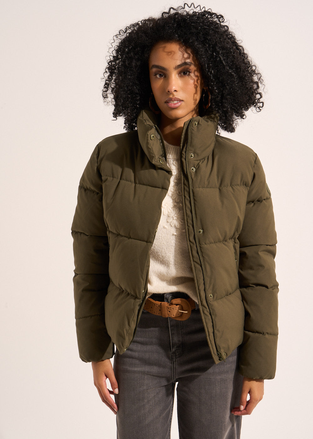 DASATY Short iridescent puffer jacket with a high collar - 1 - Sud Express - Sud Express