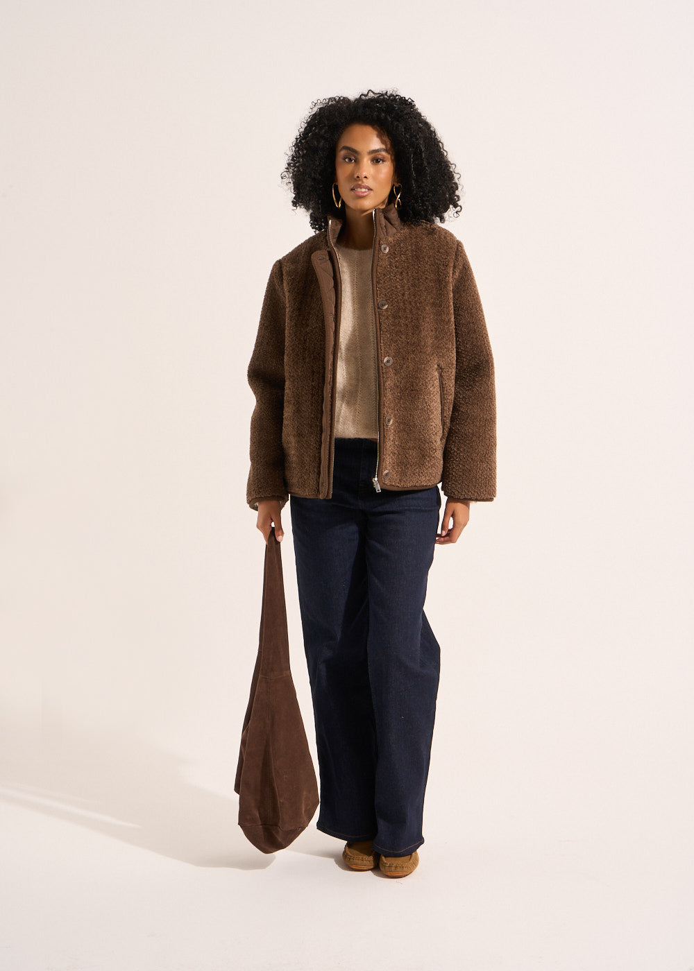 MARLONE Short faux fur jacket with quilted collar - 1 - Sud Express - Sud Express