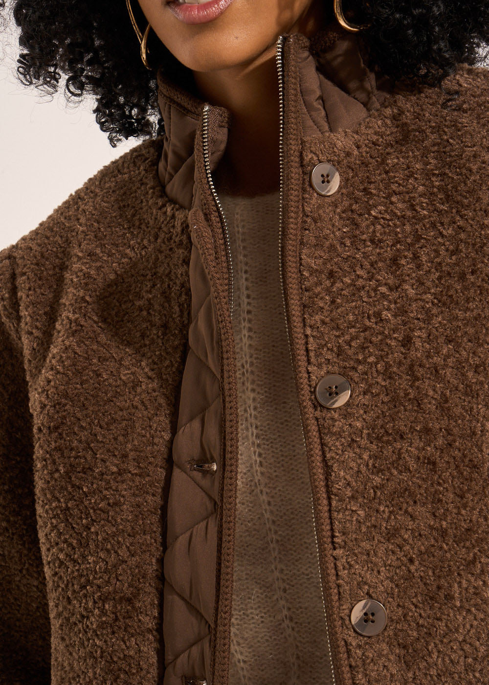 MARLONE Short faux fur jacket with quilted collar - 2 - Sud Express - Sud Express