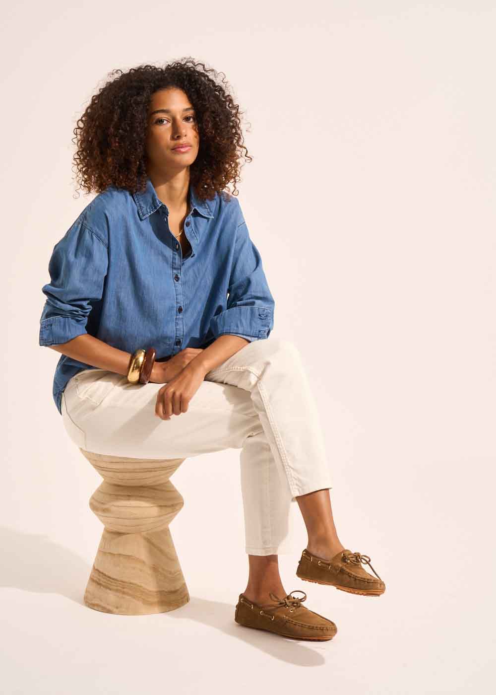 CLARISSY Oversized denim cotton shirt - 1 - Sud Express - Sud Express