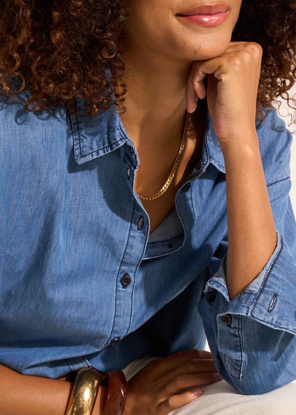 CLARISSY Oversized denim cotton shirt - 2 - Sud Express - Sud Express