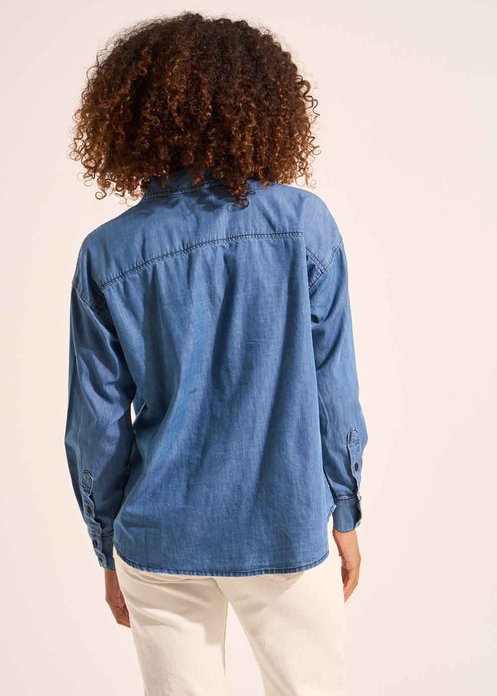 CLARISSY Oversized denim cotton shirt - 3 - Sud Express - Sud Express