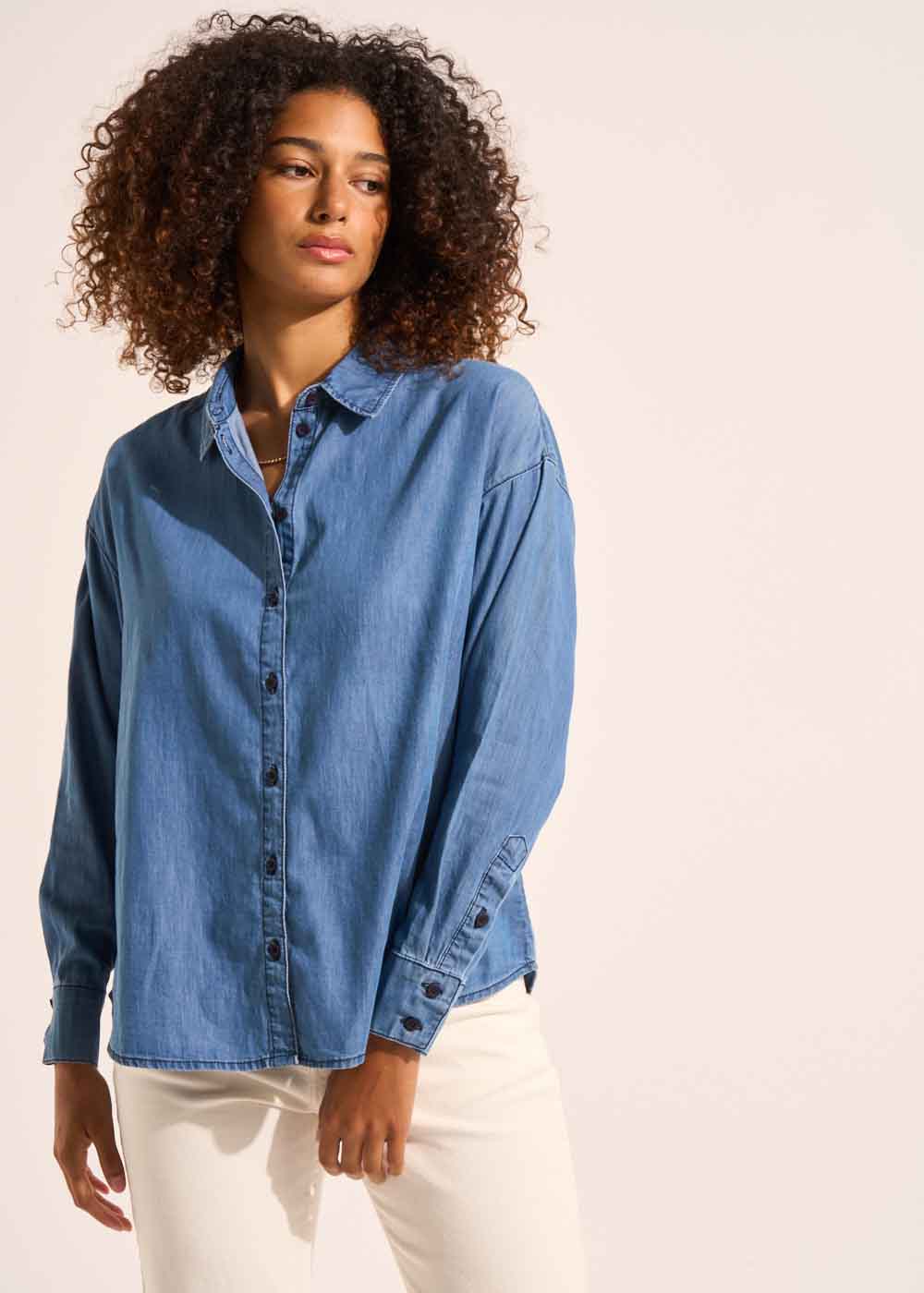 Oversized denim cotton shirt - Sud Express - 5 - Sud Express