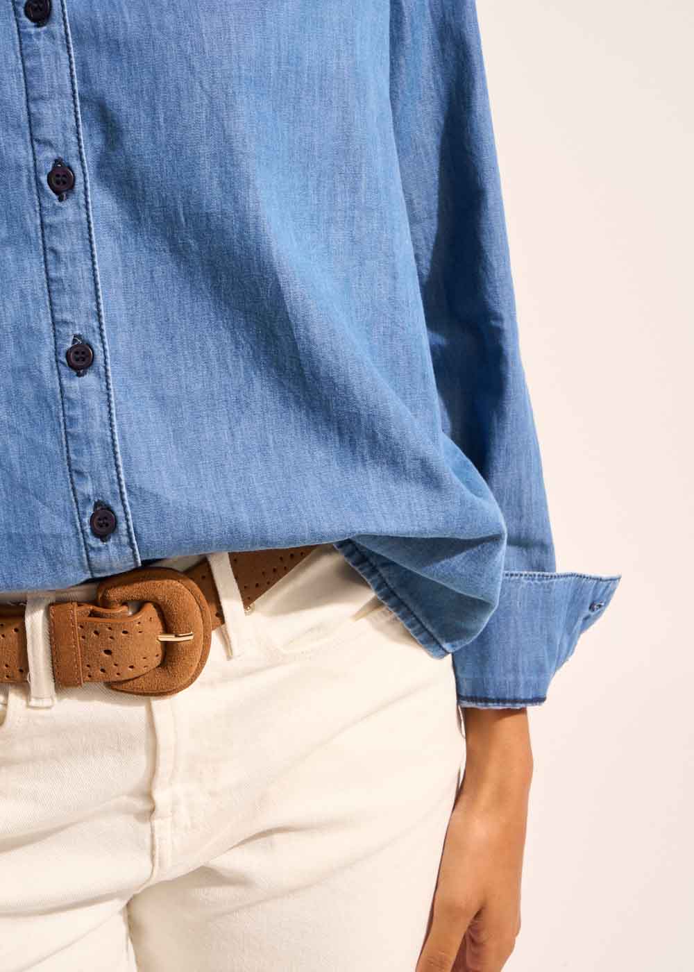 Oversized denim cotton shirt - Sud Express - 6 - Sud Express