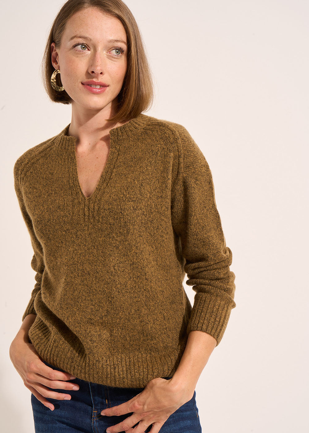 MILANO Tunisian collar jumper with wide sleeves - 1 - Sud Express - Sud Express