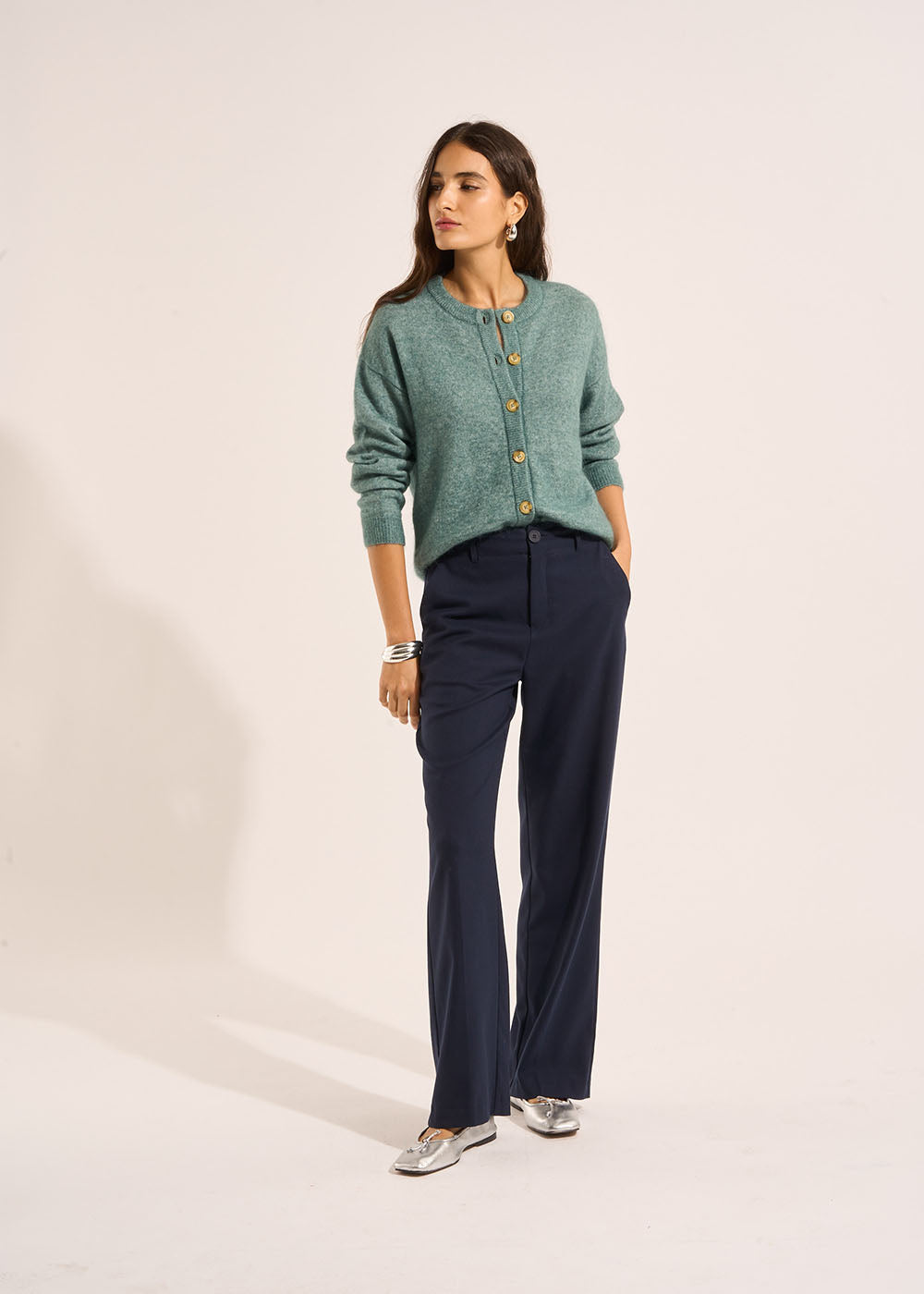 PEYLA Navy herringbone trousers - 1 - Sud Express - Sud Express