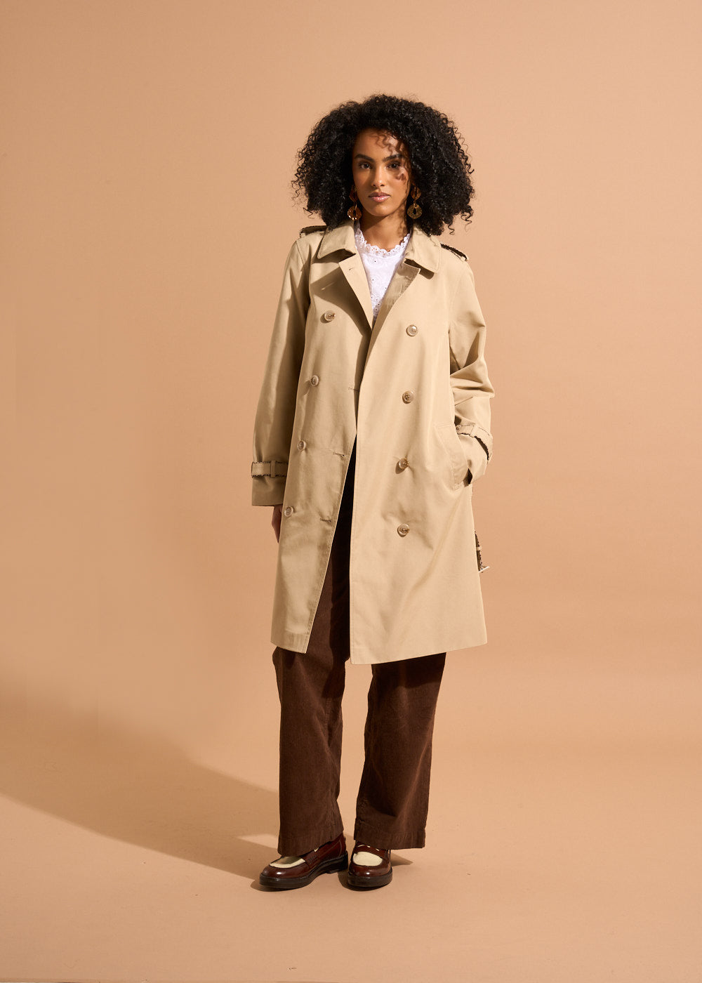 VARMONY Long belted trench coat with leopard print details - 1 - Sud Express - Sud Express