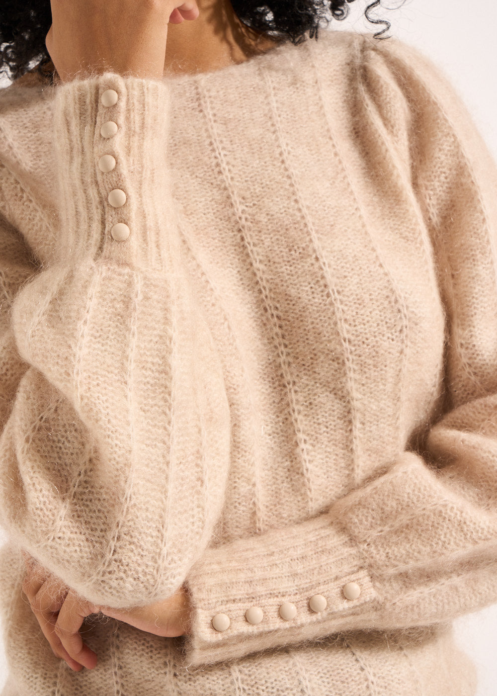 Straight jumper with buttons at the cuffs - Sud Express - 2 - Sud Express