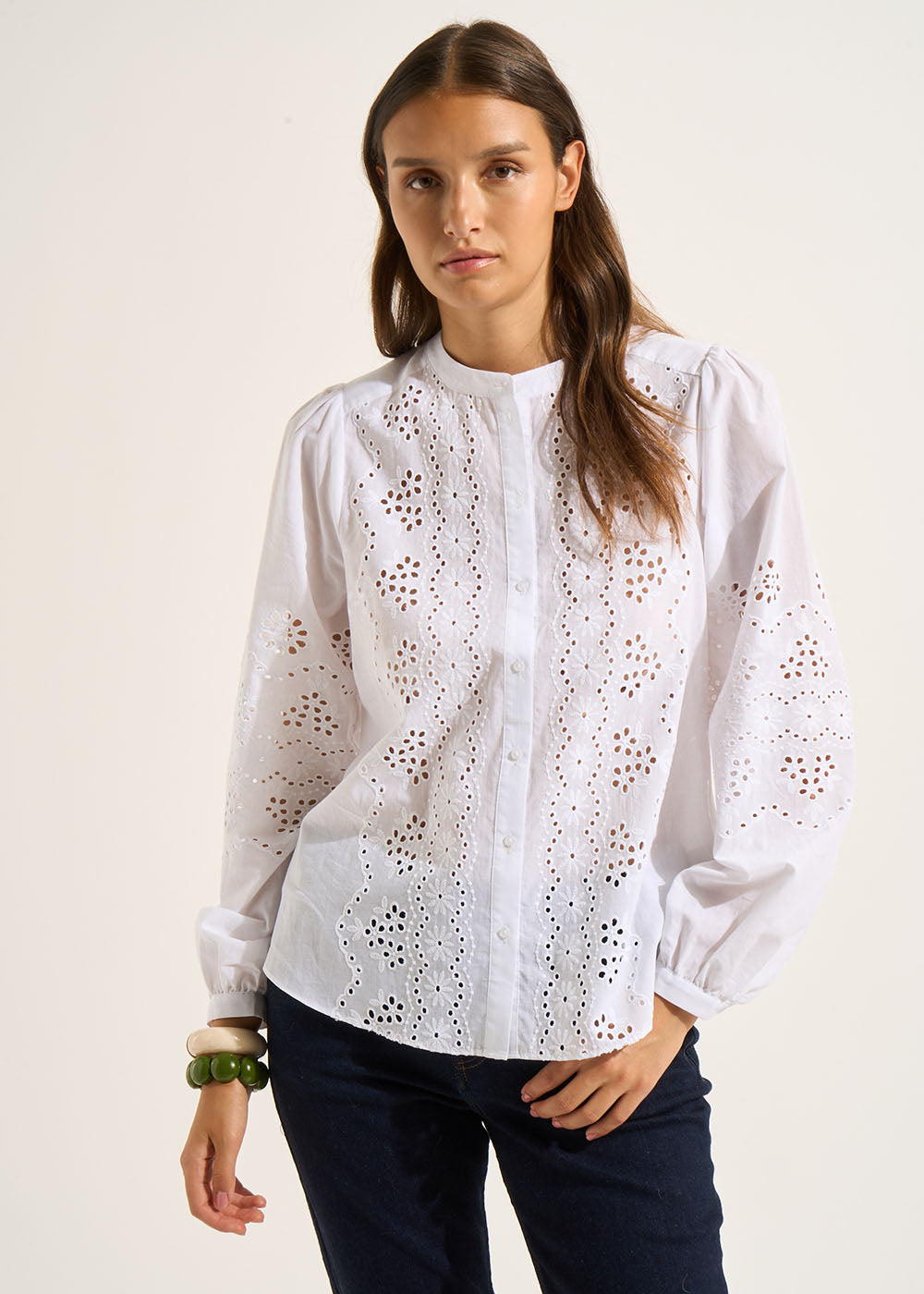 CORMINE Blouse in cotton voile and english embroidery - 1 - Sud Express - Sud Express