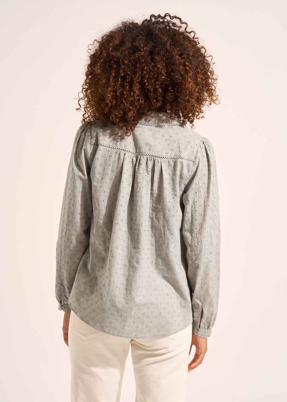 CASSUSY Cotton blouse with small English embroidery - 3 - Sud Express - Sud Express