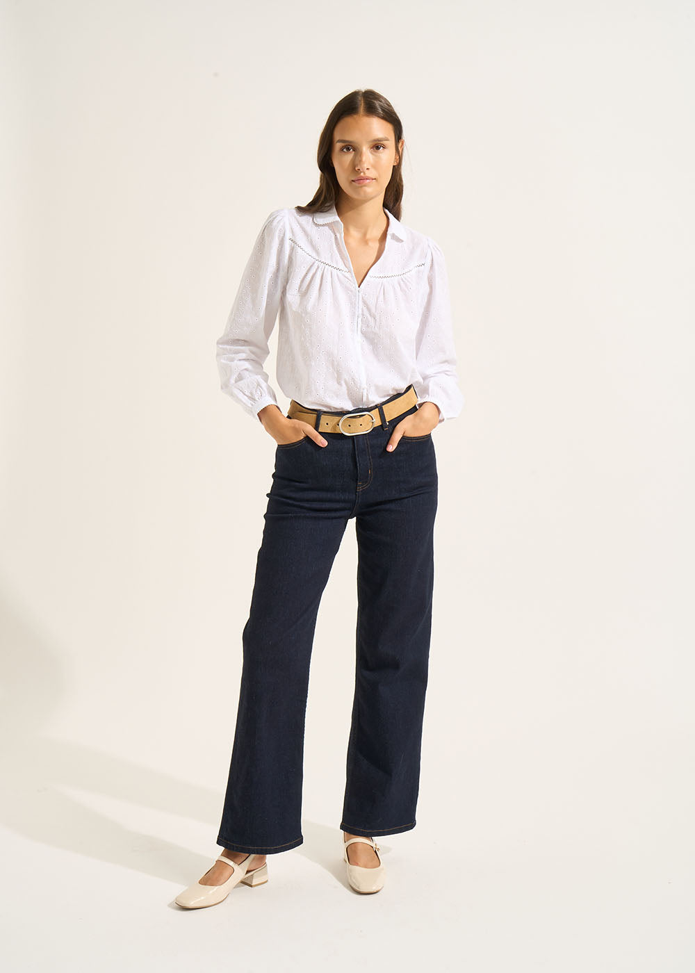 Cotton blouse with small English embroidery - Sud Express - 5 - Sud Express