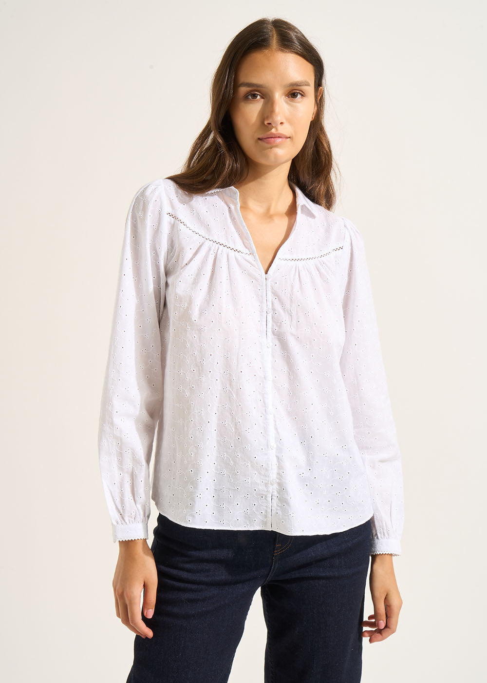 Cotton blouse with small English embroidery - Sud Express - 6 - Sud Express