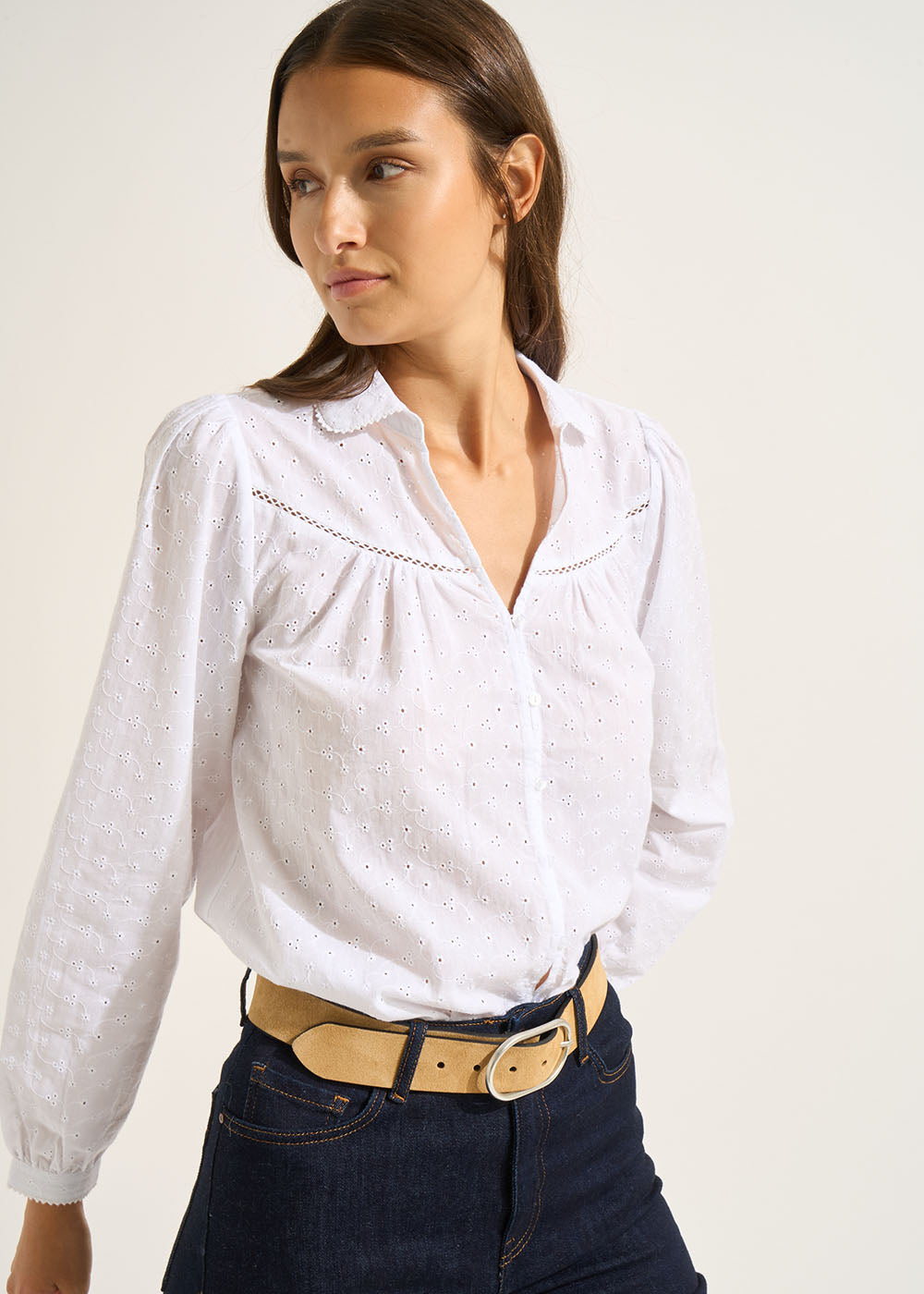 Cotton blouse with small English embroidery - Sud Express - 7 - Sud Express