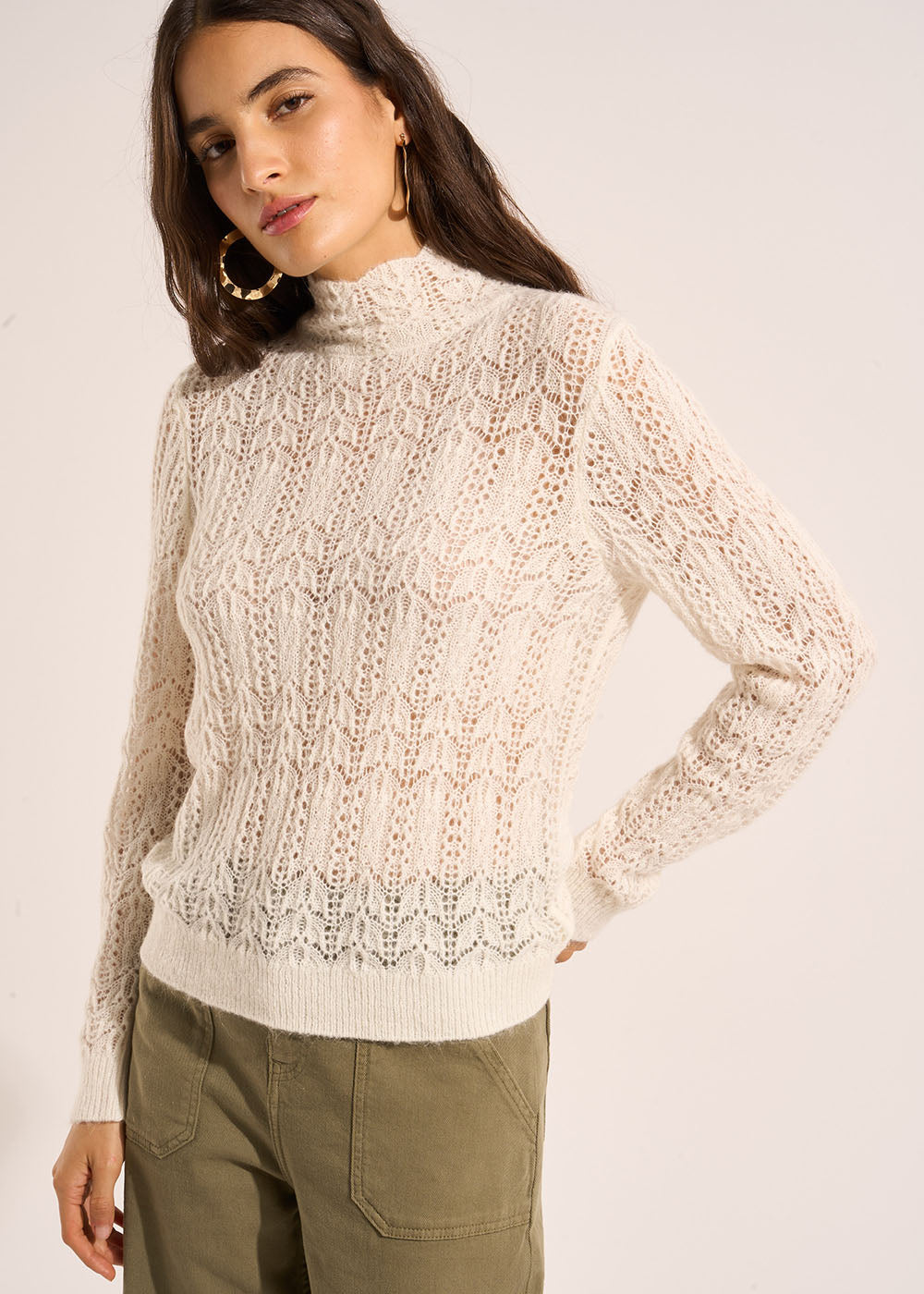 MELPA Lightweight lace knit turtleneck sweater - 1 - Sud Express - Sud Express