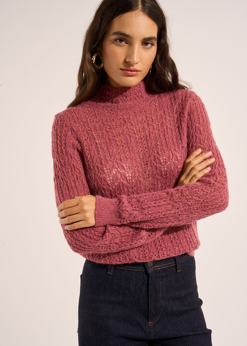 MELPA Lightweight lace knit turtleneck sweater - 1 - Sud Express - Sud Express