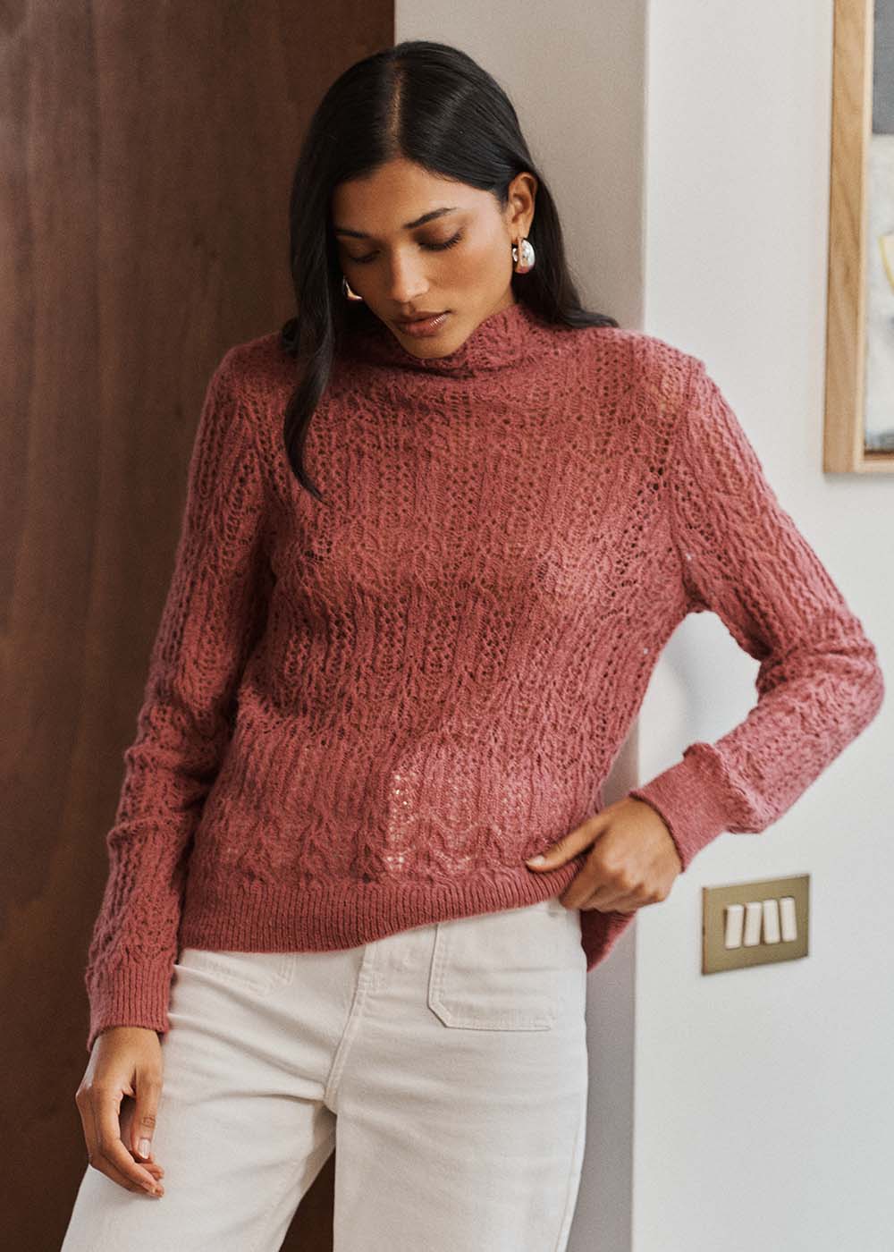 MELPA Lightweight lace knit turtleneck sweater - 1 - Sud Express - Sud Express