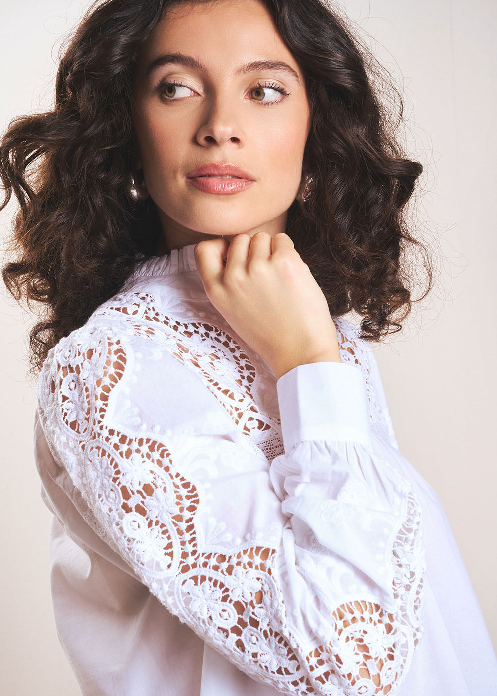 Embroidered cotton voile blouse - Sud Express - 2 - Sud Express