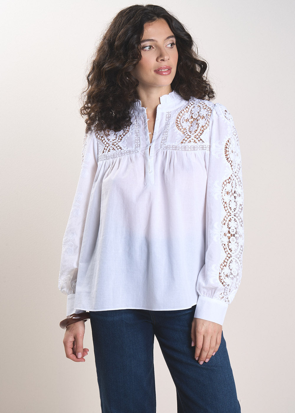TAZURA Embroidered cotton voile blouse - 4 - Sud Express - Sud Express