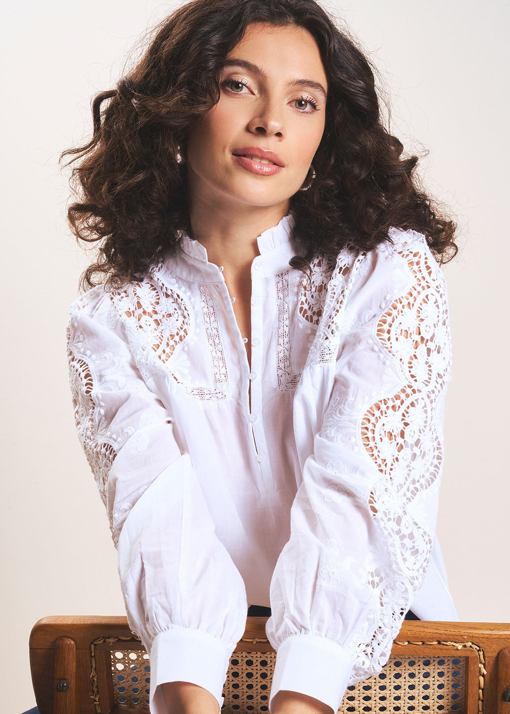 TAZURA Embroidered cotton voile blouse - 4 - Sud Express - Sud Express