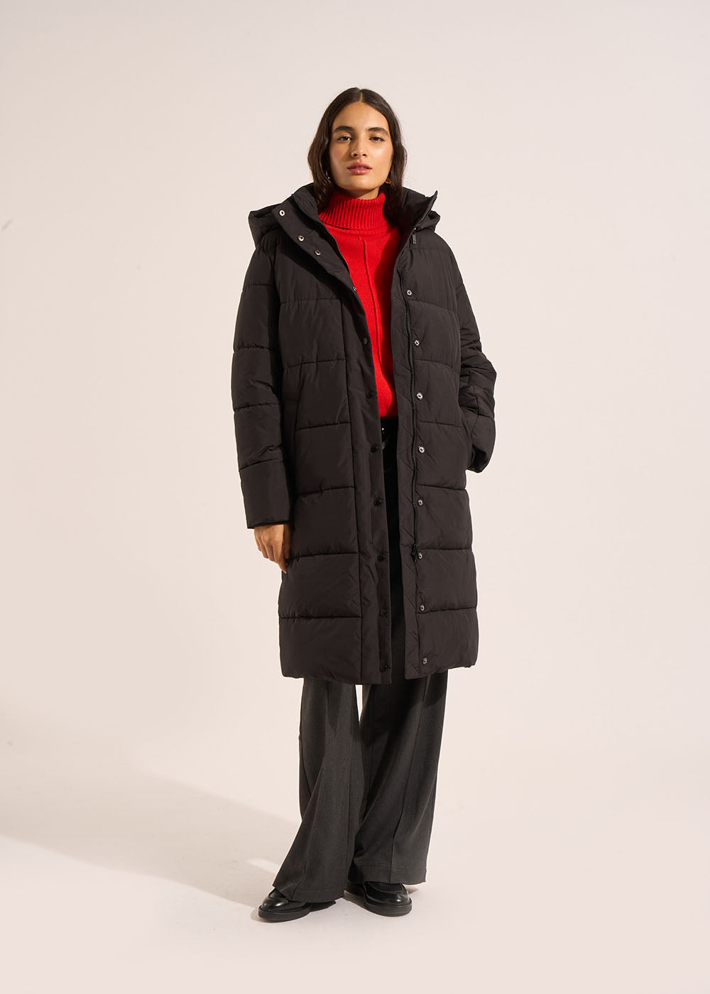 DIAMANTE Long iridescent water-repellent down jacket with hood - 1 - Sud Express - Sud Express