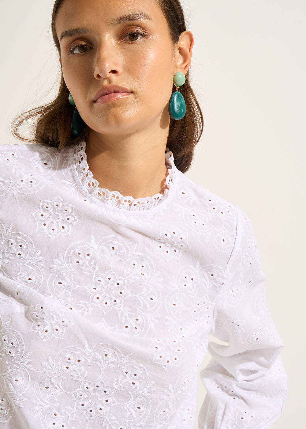 CASSILY Embroidered high neck blouse - 2 - Sud Express - Sud Express