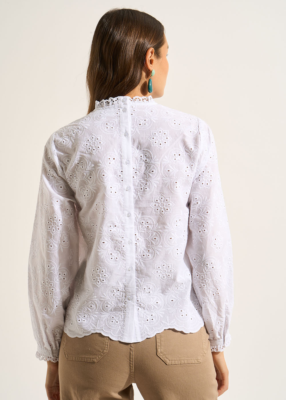 CASSILY Embroidered high neck blouse - 3 - Sud Express - Sud Express