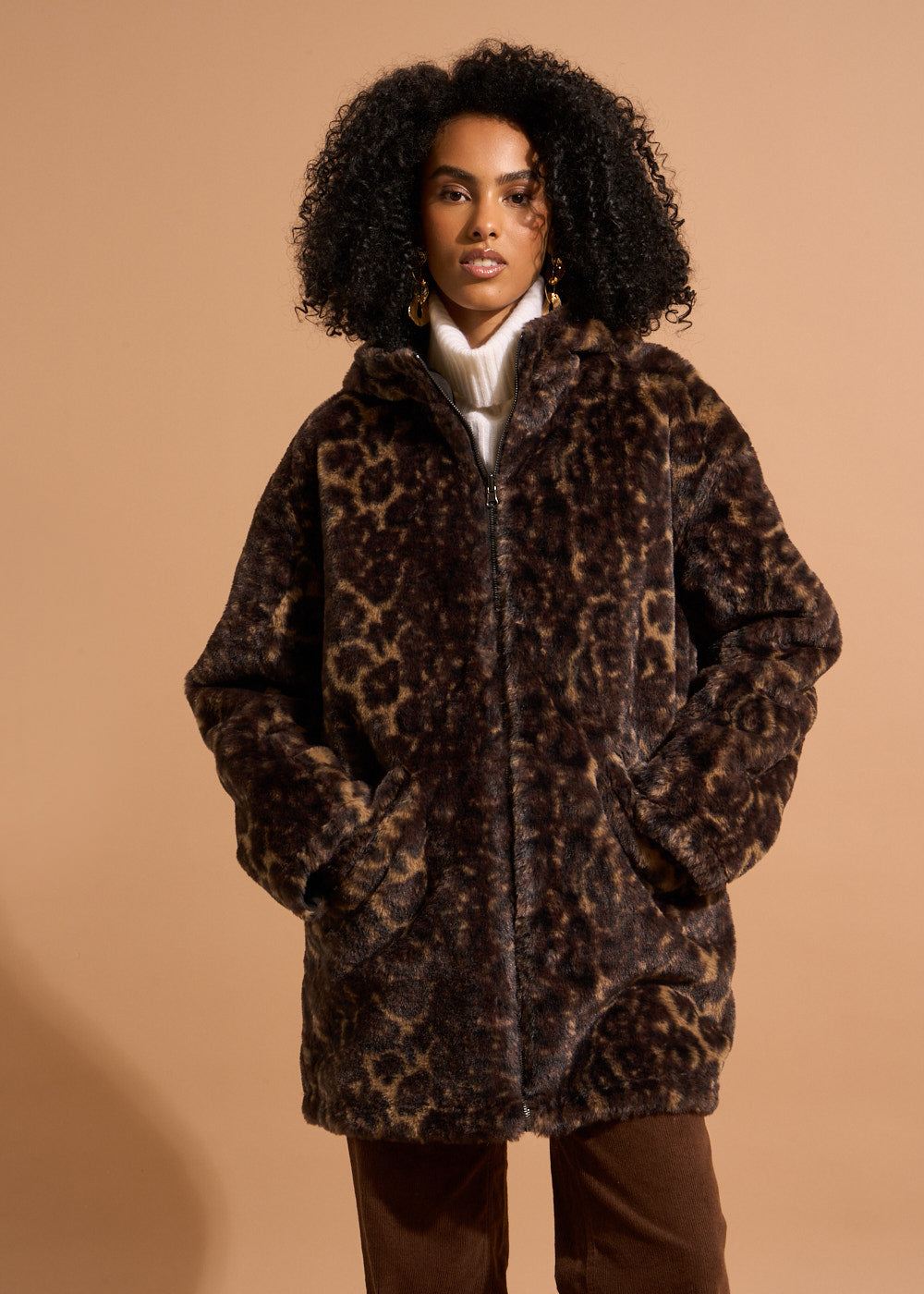 Reversible parka with faux leopard fur lining - Sud Express - 5 - Sud Express