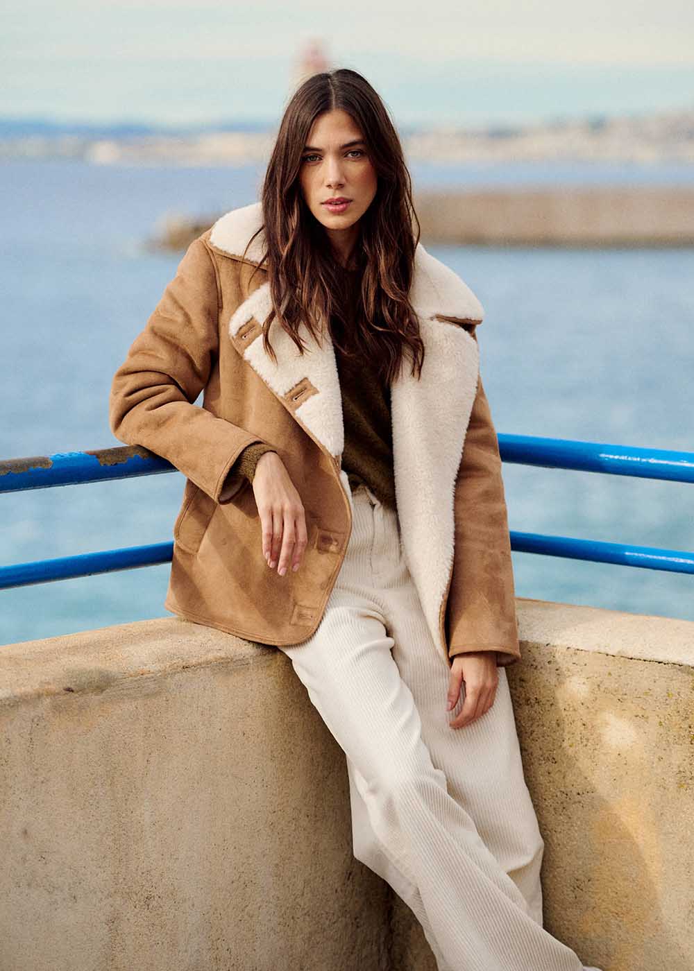 MALIKA Faux sheepskin coat with suede effect - 1 - Sud Express - Sud Express