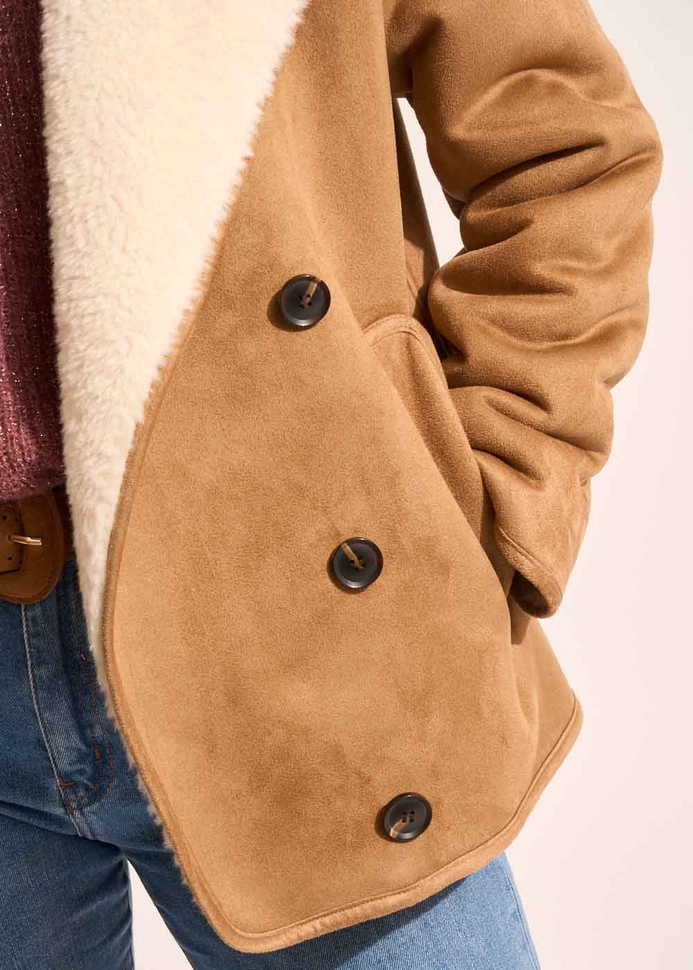 MALIKA Faux sheepskin coat with suede effect - 4 - Sud Express - Sud Express