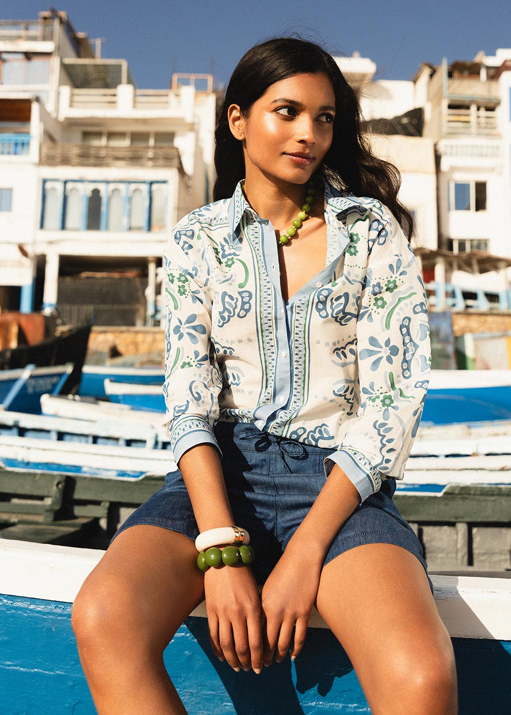 CALEILA Loose Shirt with Placed Print - 1 - Sud Express - Sud Express