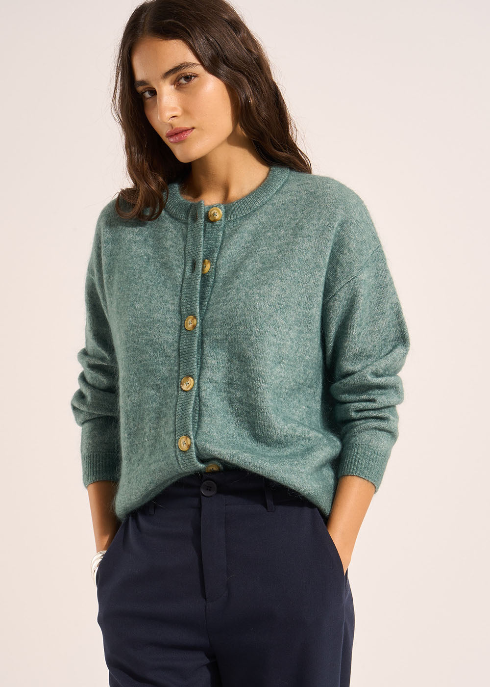 GARICAN Loose-fitting cardigan with round neck - 1 - Sud Express - Sud Express