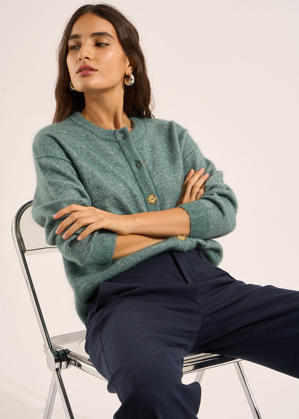 GARICAN Loose-fitting cardigan with round neck - 4 - Sud Express - Sud Express