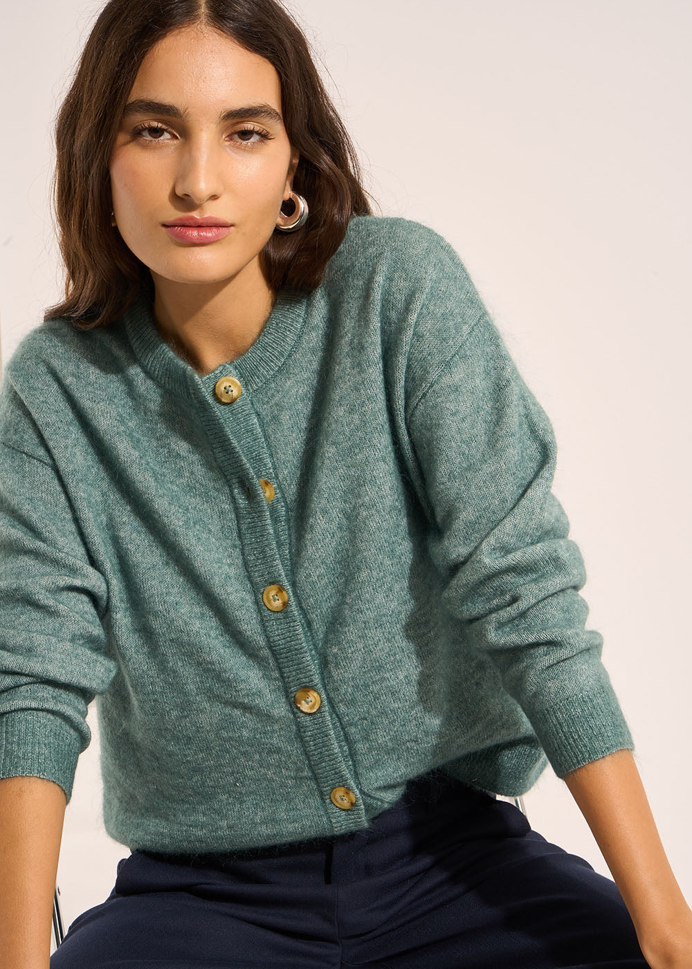Loose-fitting cardigan with round neck - Sud Express - 5 - Sud Express