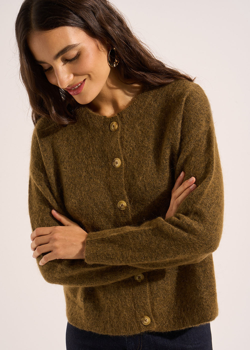 GARICAN Loose-fitting cardigan with round neck - 1 - Sud Express - Sud Express