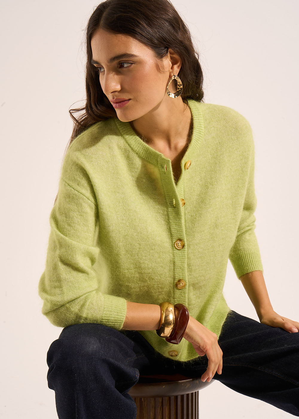 GARICAN Loose-fitting cardigan with round neck - 1 - Sud Express - Sud Express