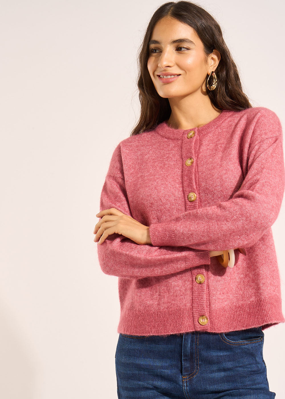 GARICAN Loose-fitting cardigan with round neck - 1 - Sud Express - Sud Express