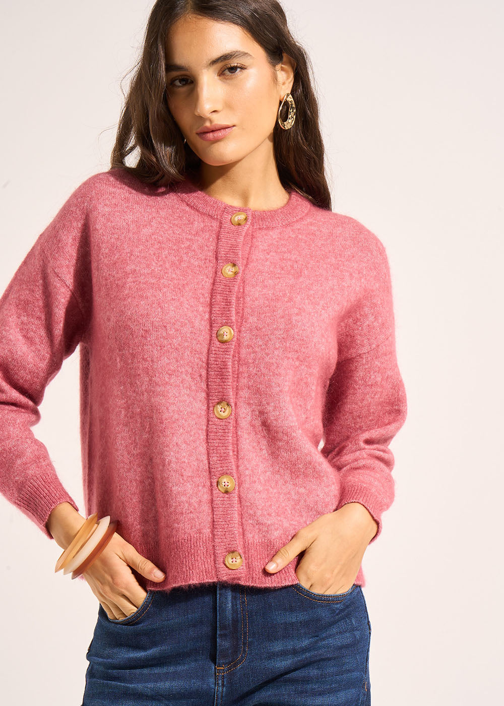 Loose-fitting cardigan with round neck - Sud Express - 5 - Sud Express