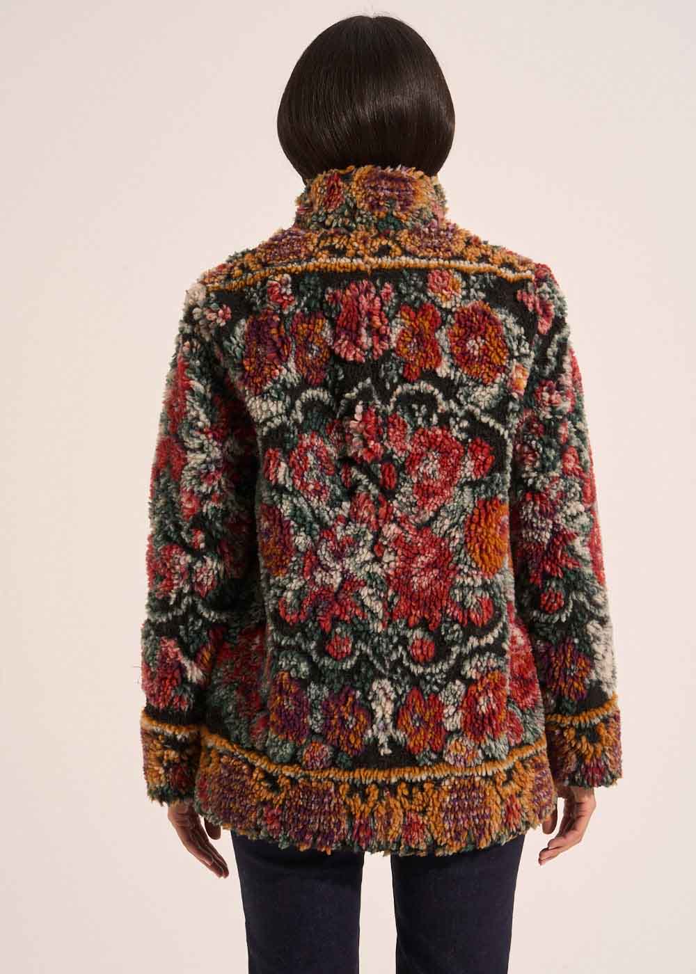 Printed faux fur coat with swan neck - Sud Express - 7 - Sud Express