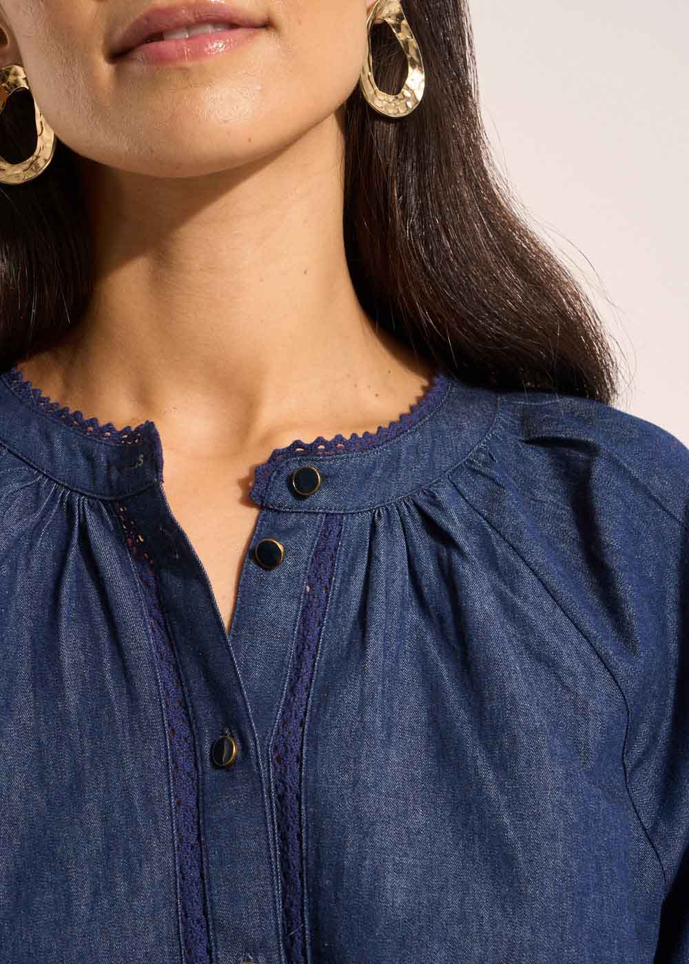 CAMINOU Embroidered cotton denim shirt - 2 - Sud Express - Sud Express