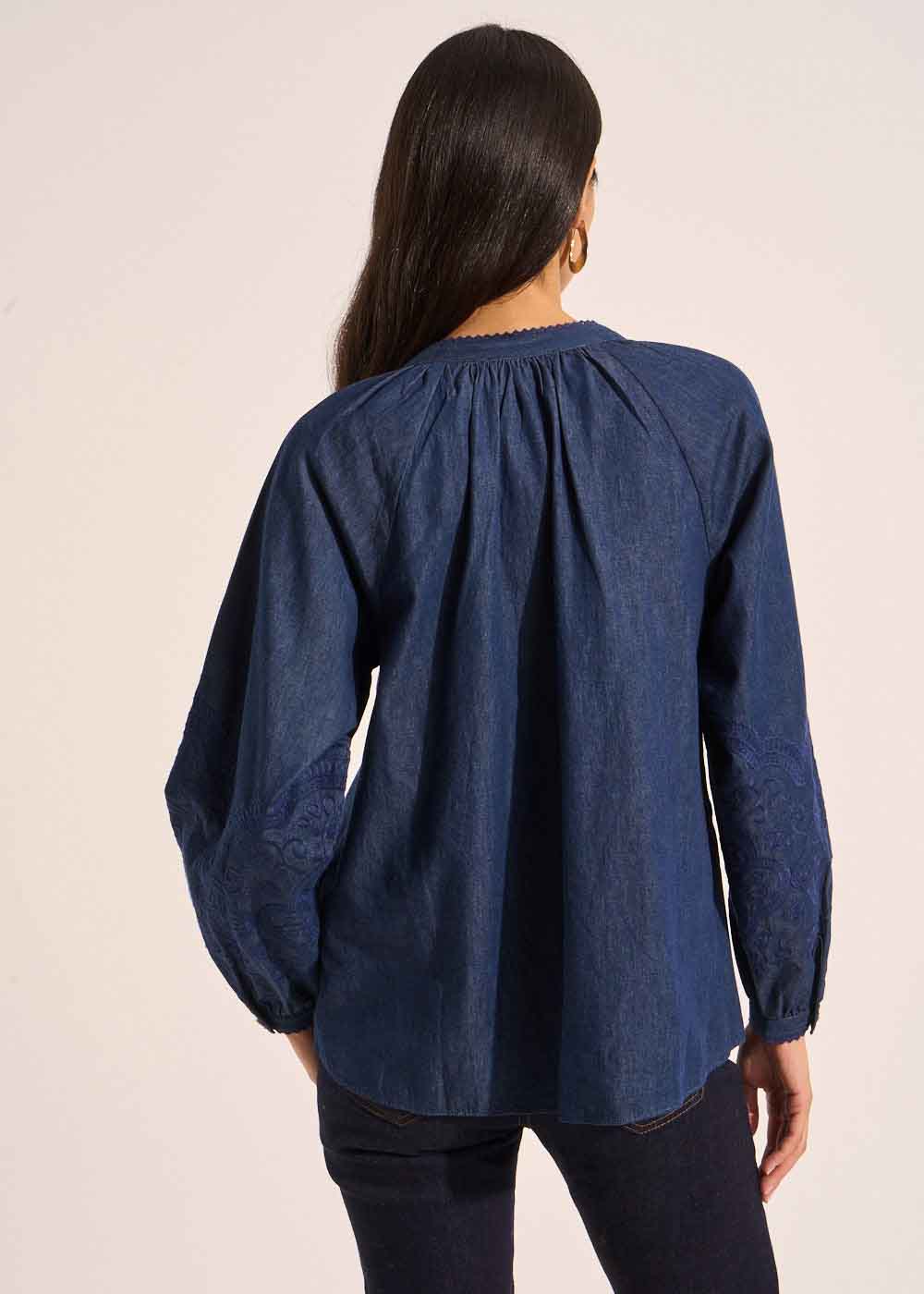 CAMINOU Embroidered cotton denim shirt - 3 - Sud Express - Sud Express