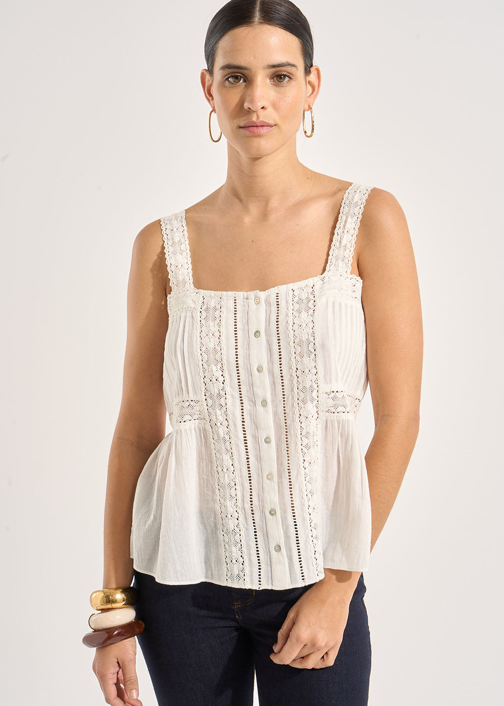 Strappy embroided top - Sud Express - 5 - Sud Express