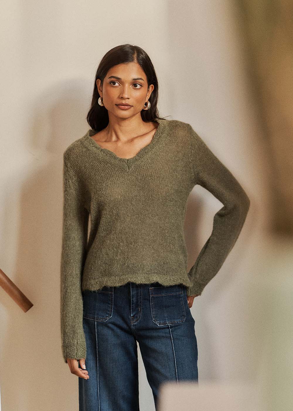 MARFY V-neck sweater with crochet details - 1 - Sud Express - Sud Express
