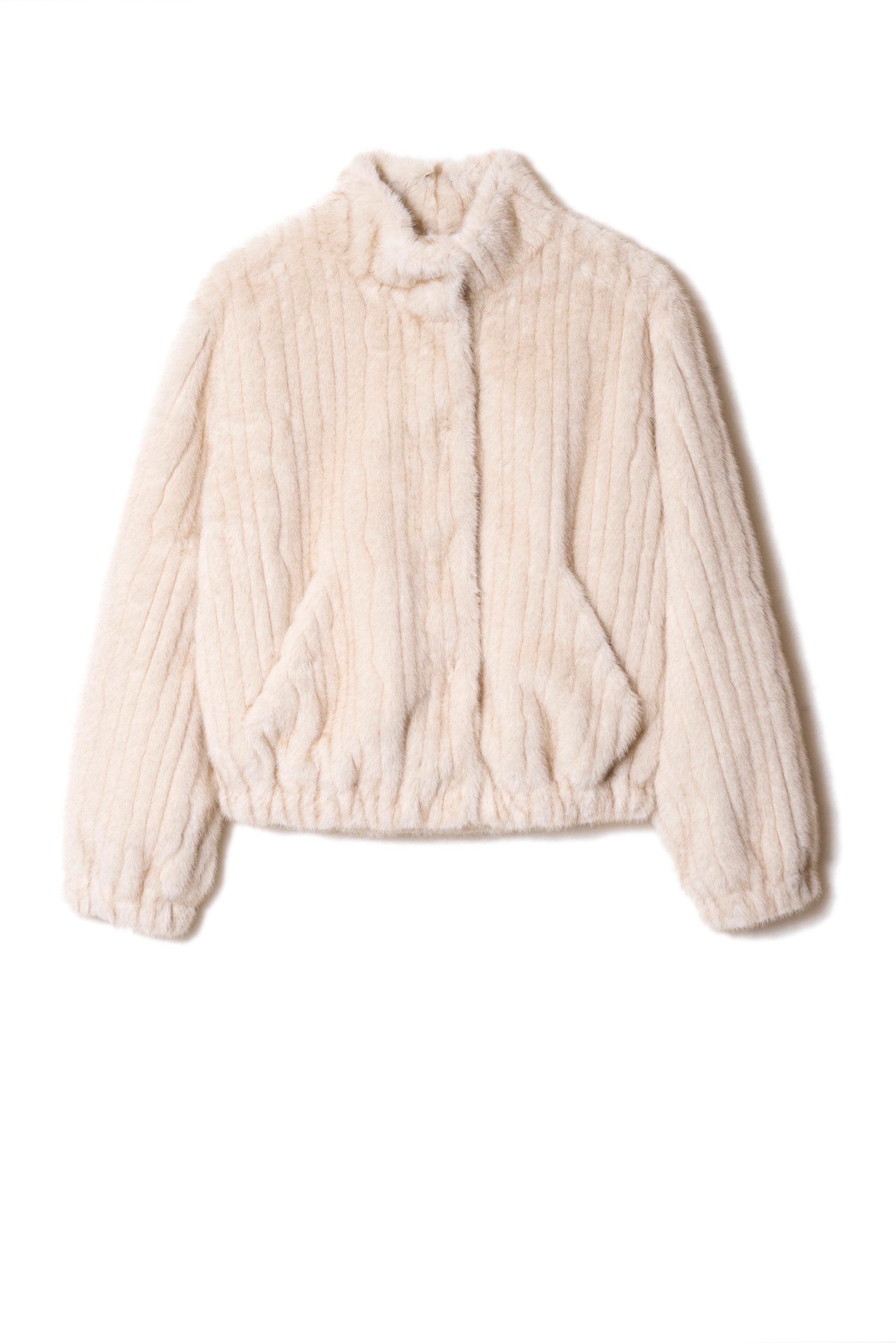 Short faux fur coat with stand-up collar - Sud Express - 7 - Sud Express