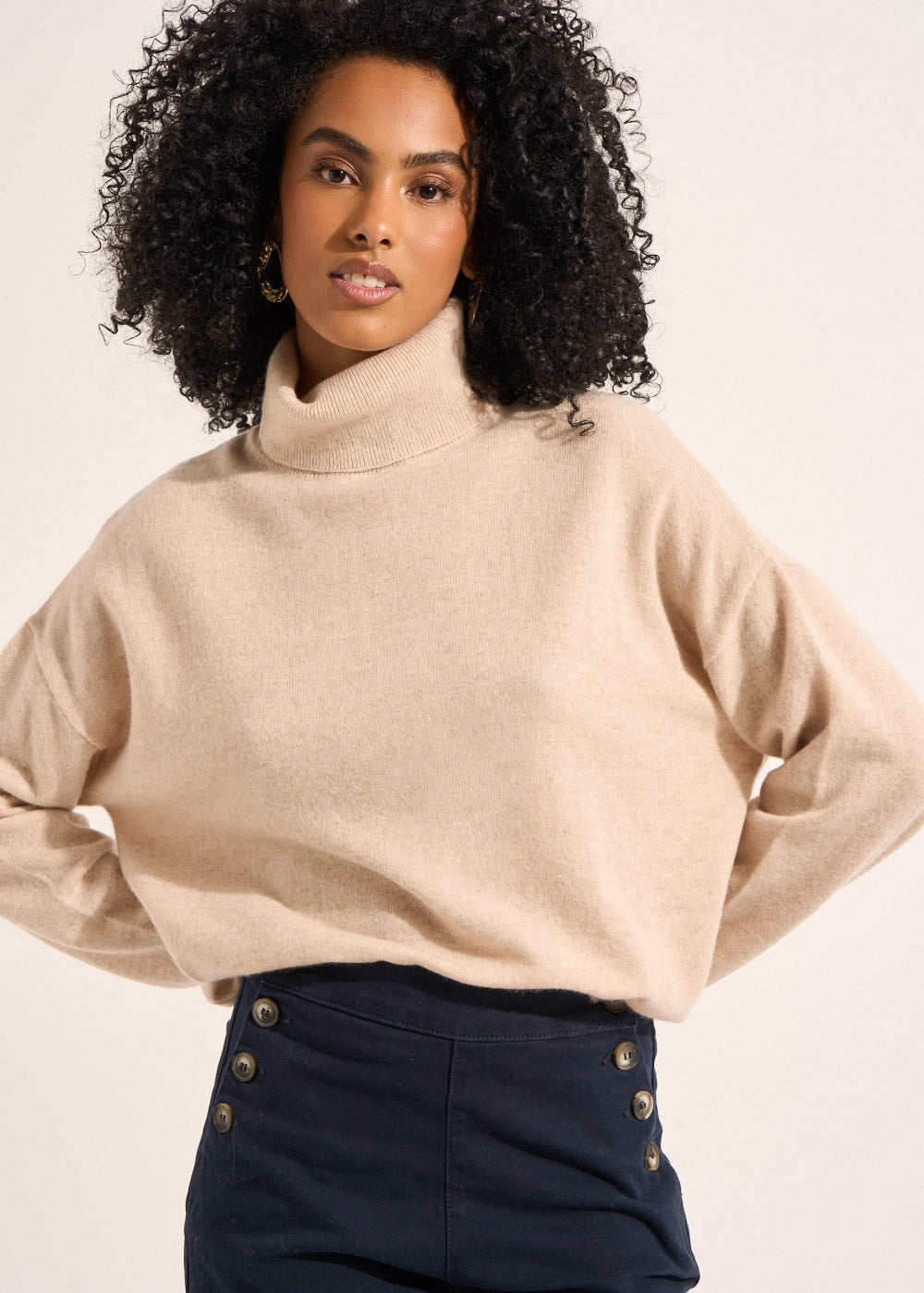 MAPOUPYA Long-sleeved loose-fitting cashmere turtleneck jumper - 1 - Sud Express - Sud Express
