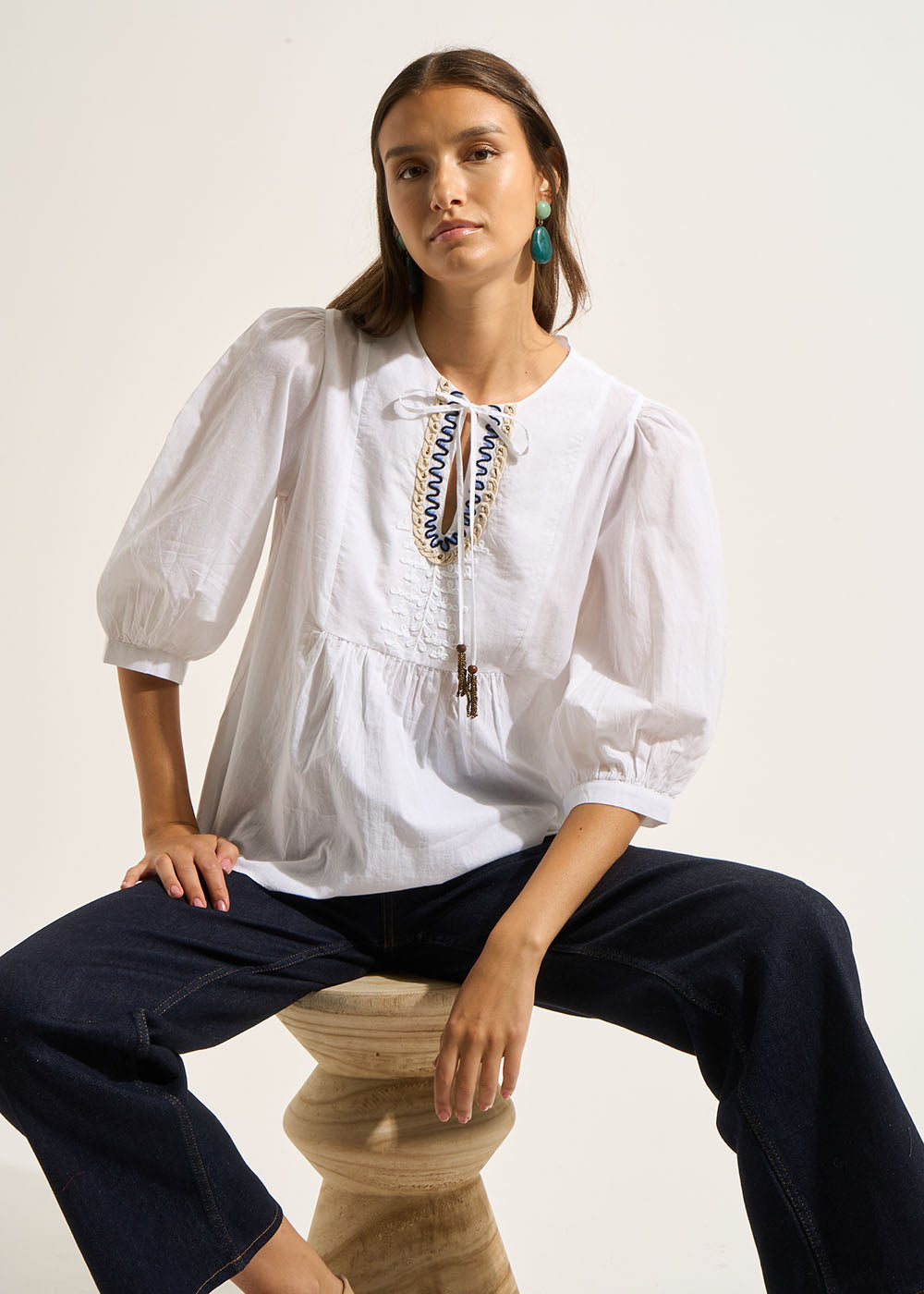 TOKANO Embroided cotton voile blouse - 1 - Sud Express - Sud Express