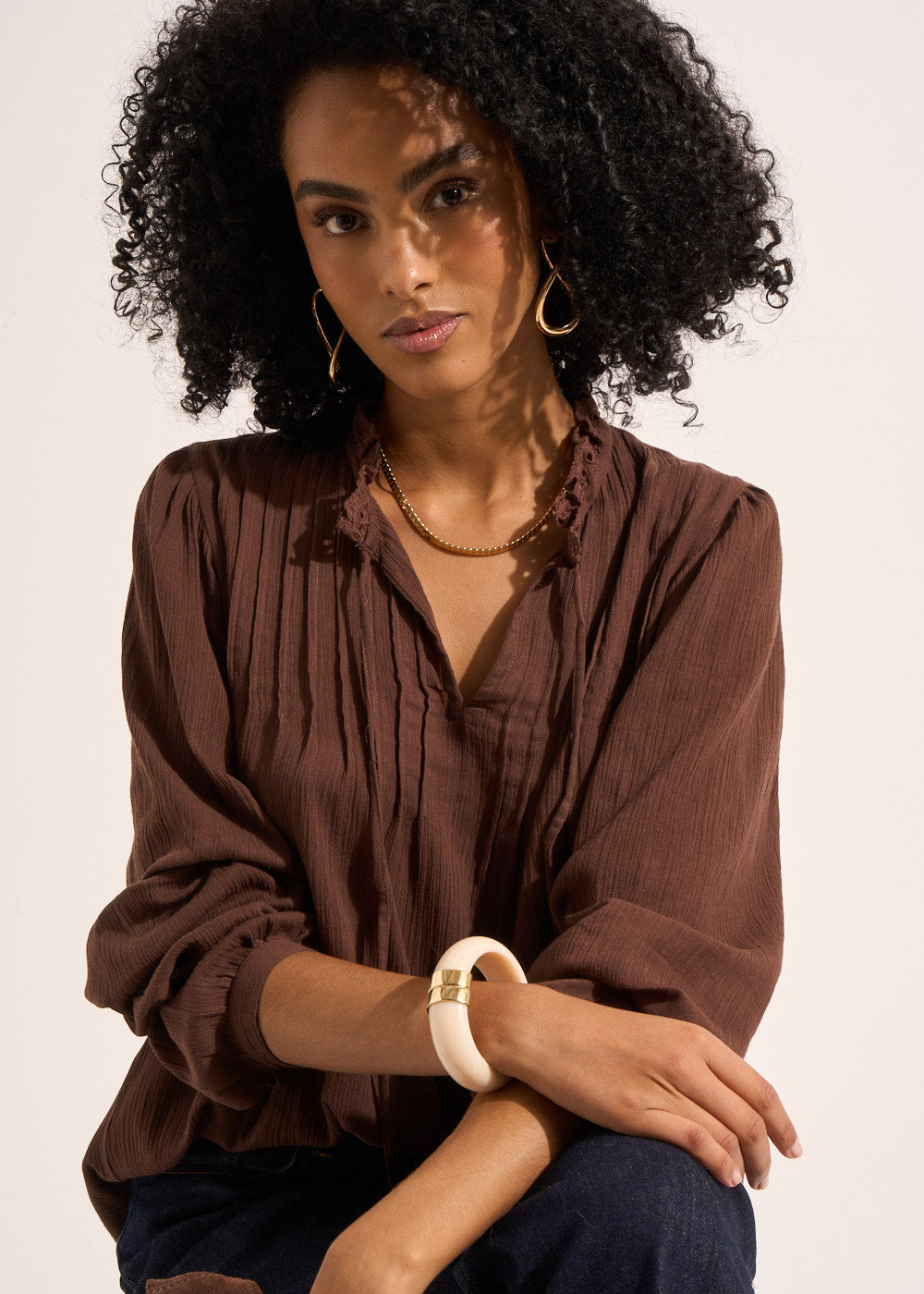 TONNY Blouse in soft, lightweight cotton gauze - 1 - Sud Express - Sud Express